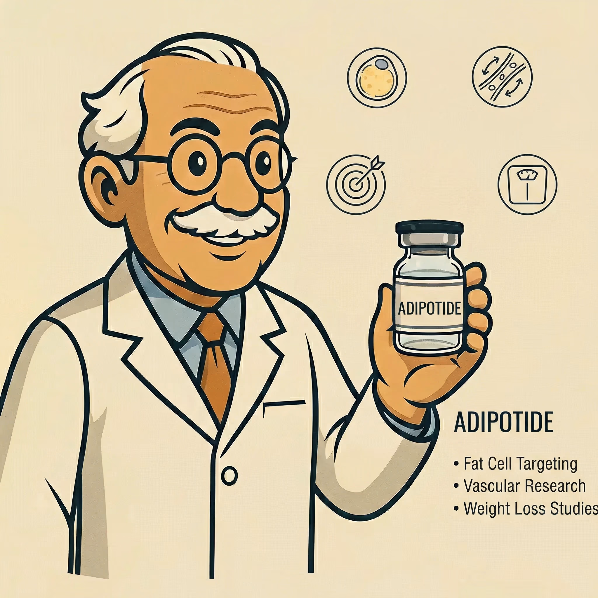 Adipotide: Experimental Fat Loss Research - peptide research illustration