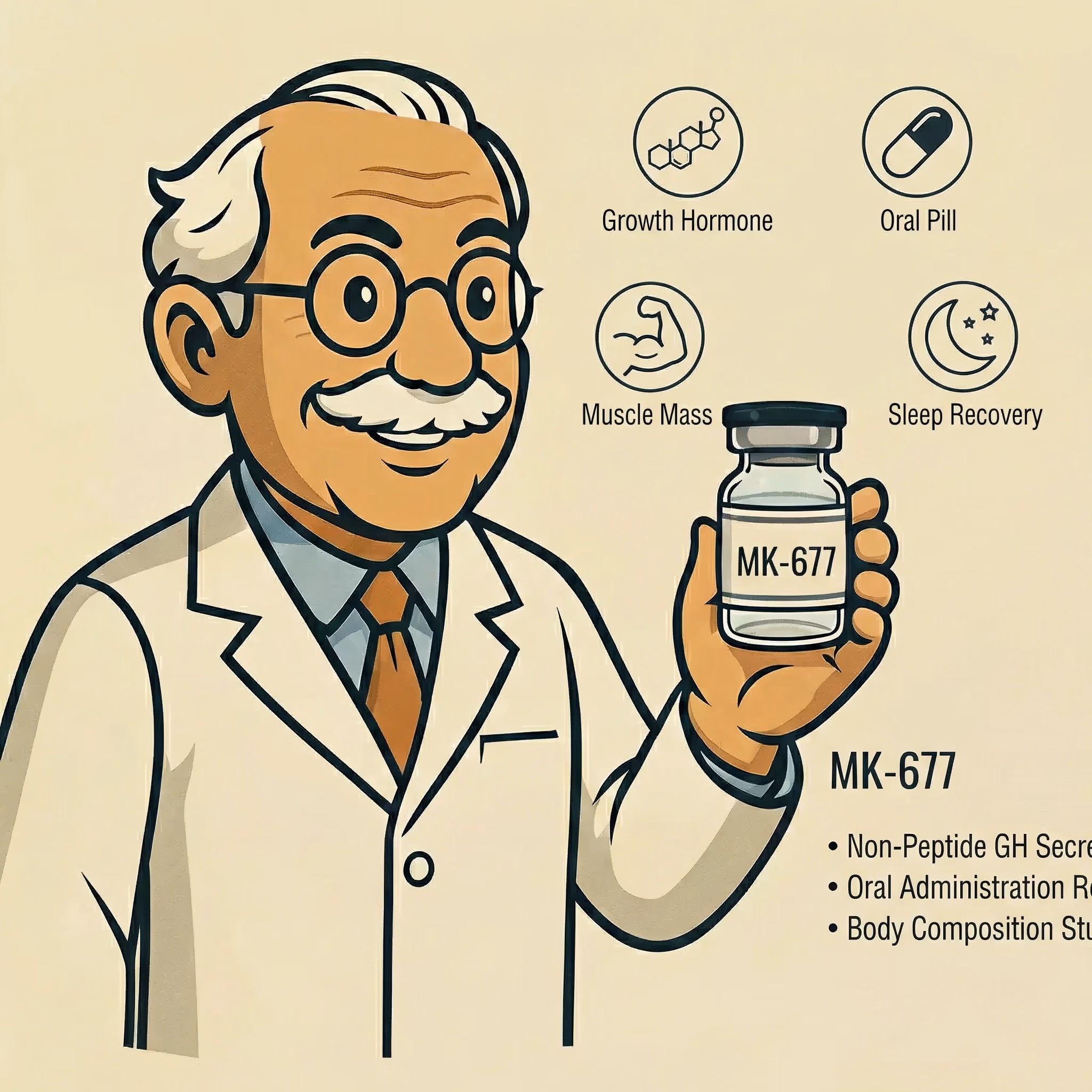 MK-677 (Ibutamoren): Non-Peptide GH Secretagogue Clinical Data - peptide research illustration